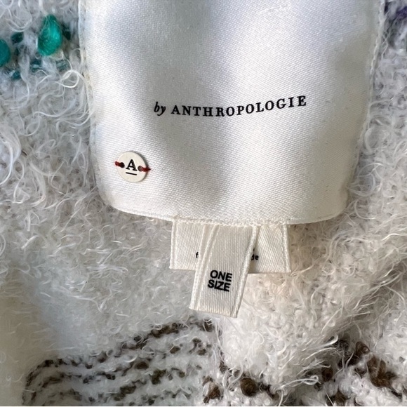 Anthropologie Striped Fringe Cardigan Poncho One Size - Picture 12 of 13